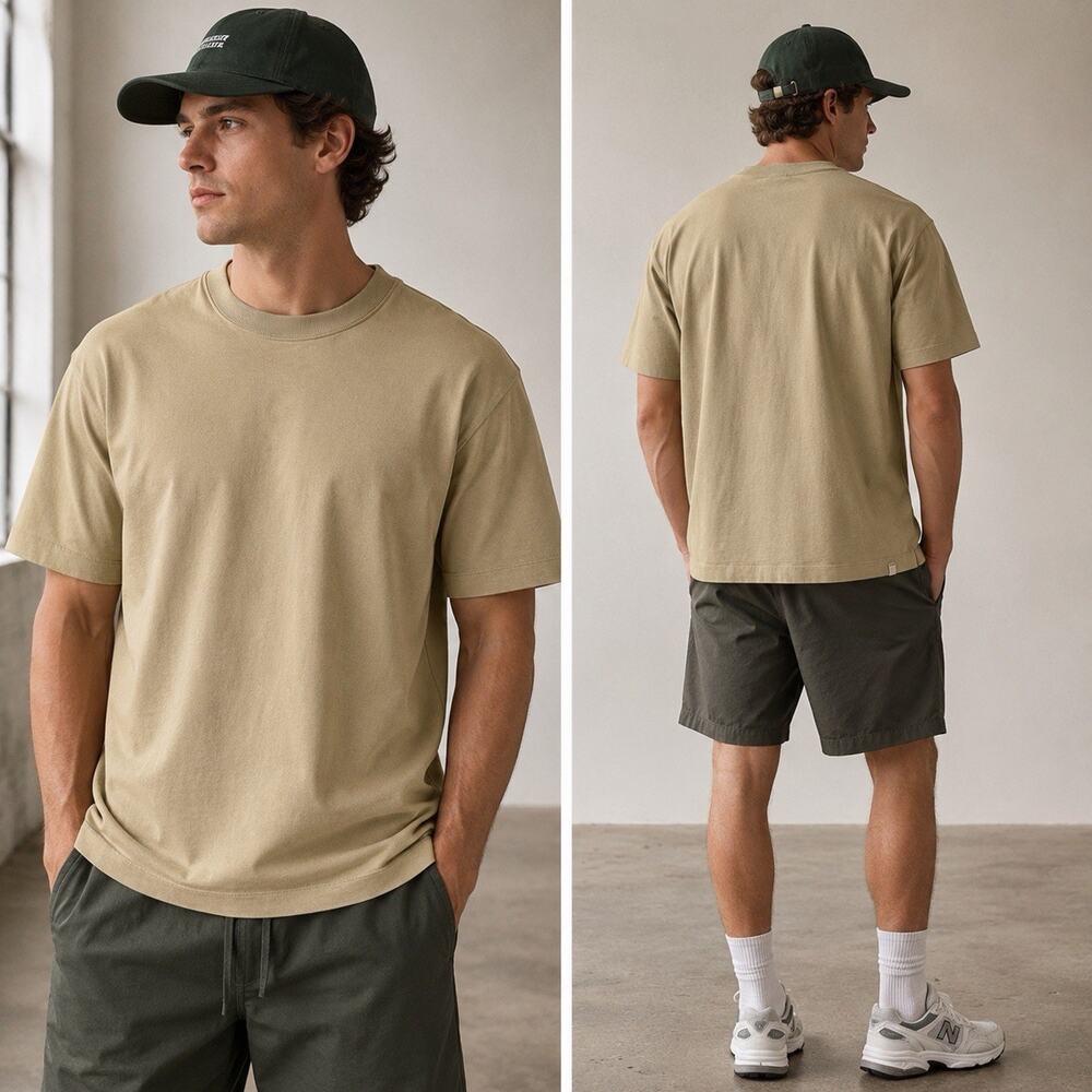 Lululemon Heavyweight Cotton Jersey T Shirt Compass Khaki Relaxed Fit Mens M